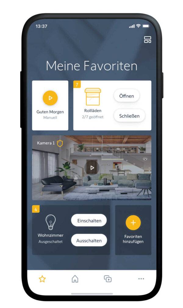 Startbildschirm der TaHoma App der Firma Somfy